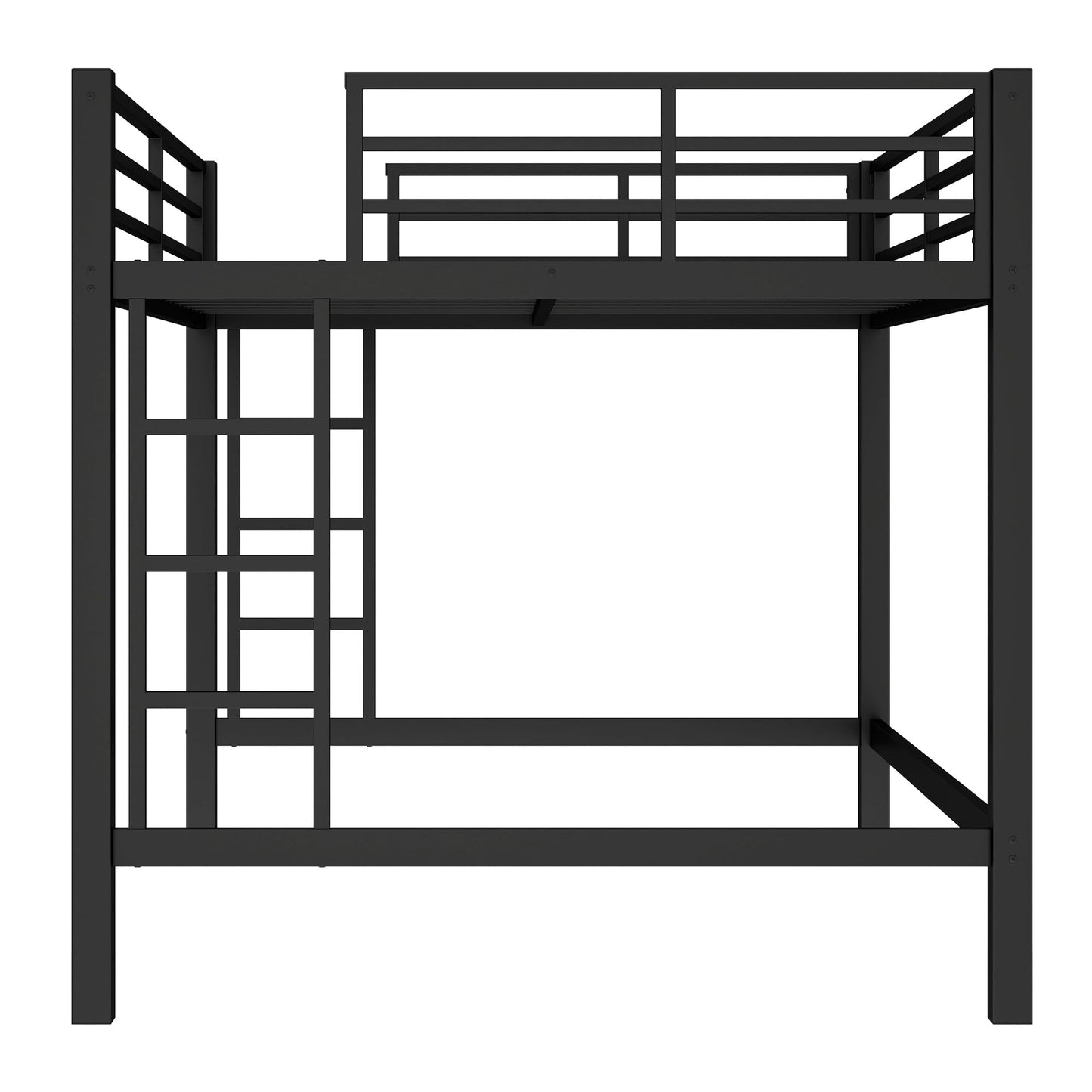 Bellemave Queen Size Loft Bed with 2 Ladder and Guardrails, Metal Loft Bed Frame, for Adults, Kids, Teens, Black