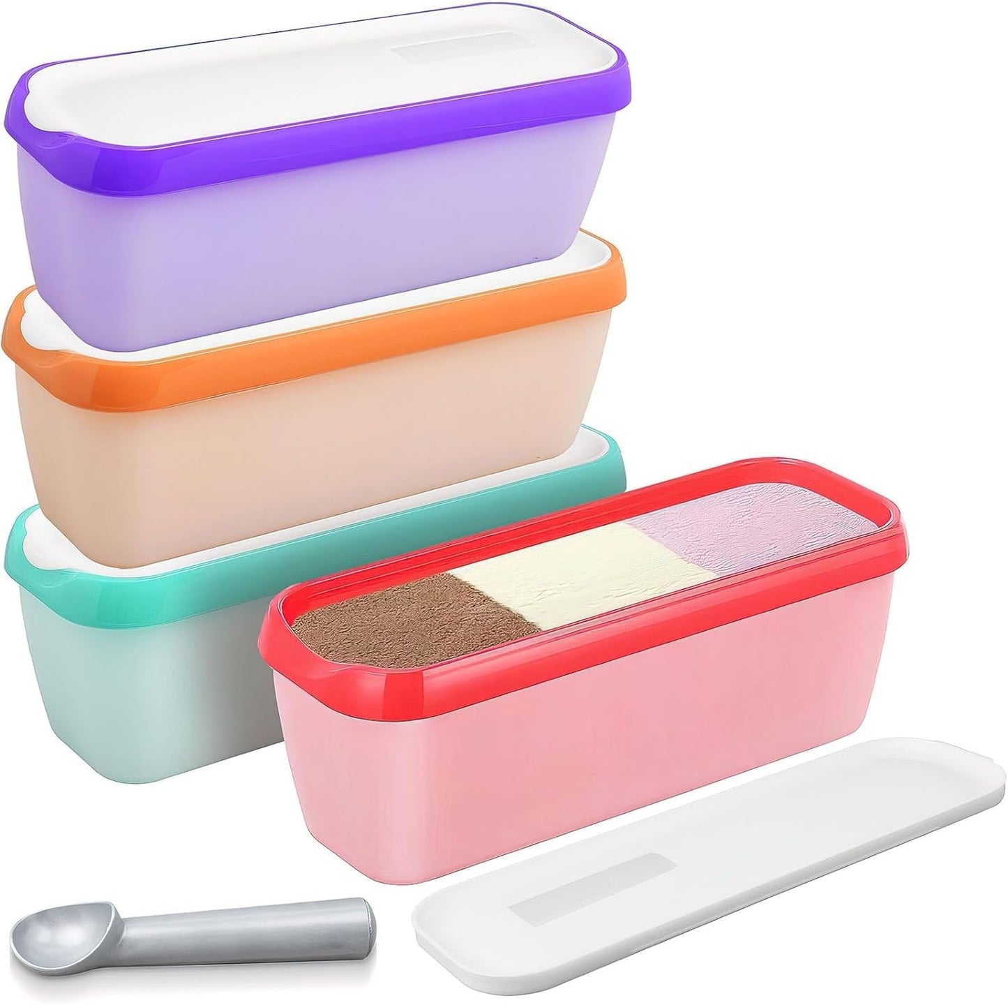 KisSealed 4 Pack Tubs,1.5 Ice Cream Containers,Reusable Homemade Ice Cream Qt Storage Freezer Ice Cream Container