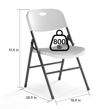 Winlice 10 Pack Folding Chair, 800 Weight Limit Heavy Duty Plastic Folding Chair Portable Seating for Indoor Outdoor Events, Wedding, Party, Restaurant, Meeting Room White
