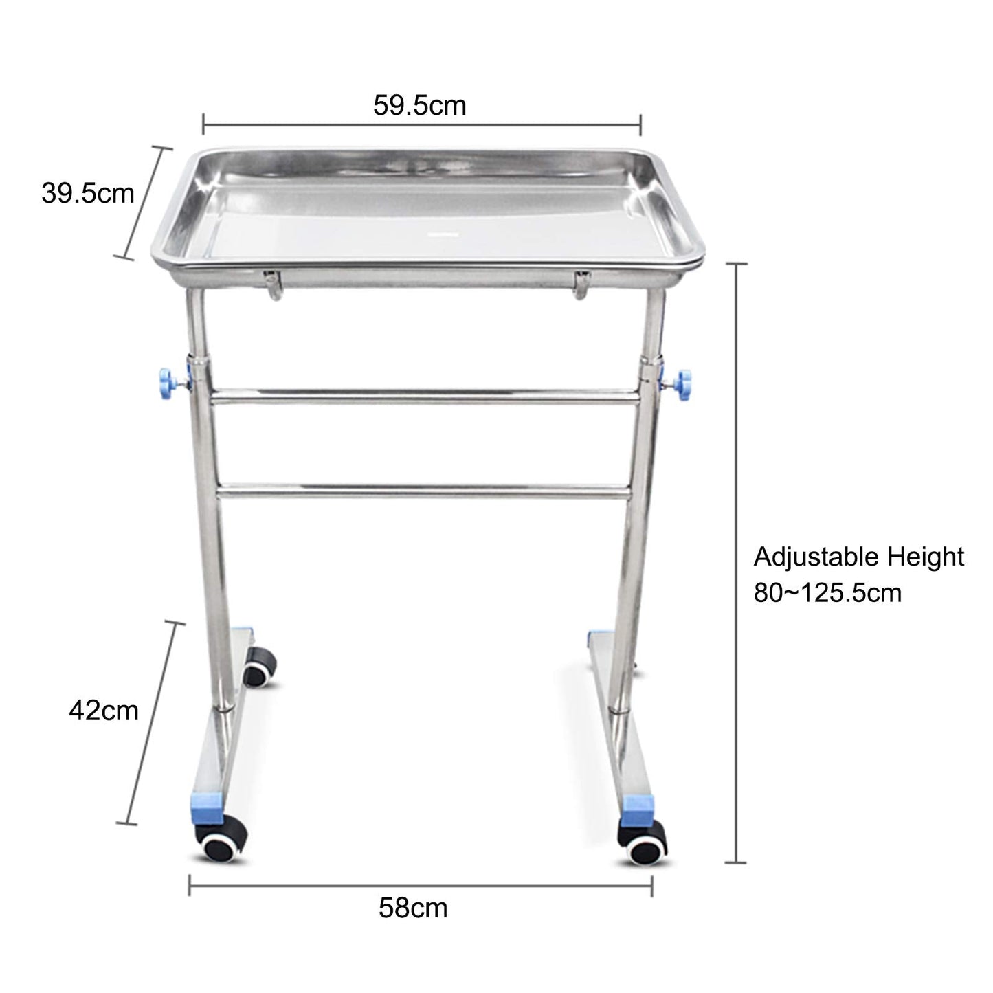Shelf Stainless Steel Rolling Cart with Wheels for Kitchen,Rolling Tool Trolley Cart with Storage Tray, Home, Medical(B)