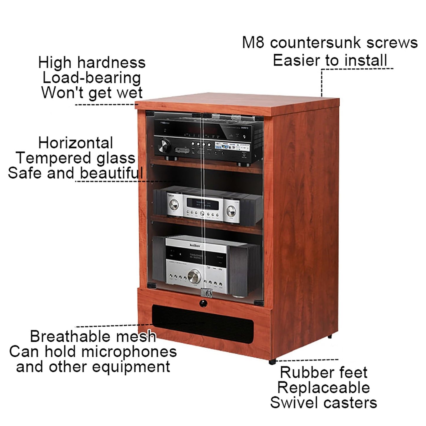Stylish Wooden Record Player Stand & Media Cabinet, Vinyl Record Audio Rack Tower (57.1x55.1x80cm) - Perfect Stereo Furniture for Home Decor & Music Lovers