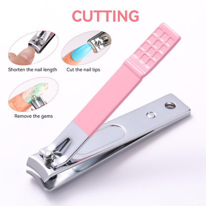 Makartt Cuticle Trimmer with Cuticle Pusher, Silver Nail Trimmer Nail Care Manicure and Pedicure Kit with Stainless Steel Cuticle Nipper and Dual End Nail Pushers for Home Salon Use (Pack of 3 PCS)