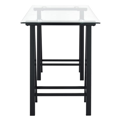 OSP Home Furnishings Middleton 47 Inch Desk with Clear Beveled Glass Top, Black Base