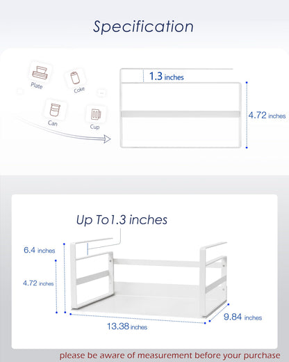 Nxconsu 2Pack Under Shelf Storage Basket Organizer Hanging Holder for Cabinet Pantry Kitchen Cupboard Desk Counter Bookshelf Organization Add-on Space Saver Heavy Duty Slide-in White