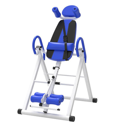 RIEJIN Gravity Heavy Duty Inversion Table with Headrest & Adjustable Protective Belt Back Stretcher Machine for Pain Relief Therapy(Color:Blue)
