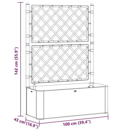 Yamxder 39.4x16.9x55.9 in Anthracite Plastic Raised Garden Bed with Trellis, Self-Watering Planter for Climbing Plants, Large Outdoor Planter Box for Patio Balcony