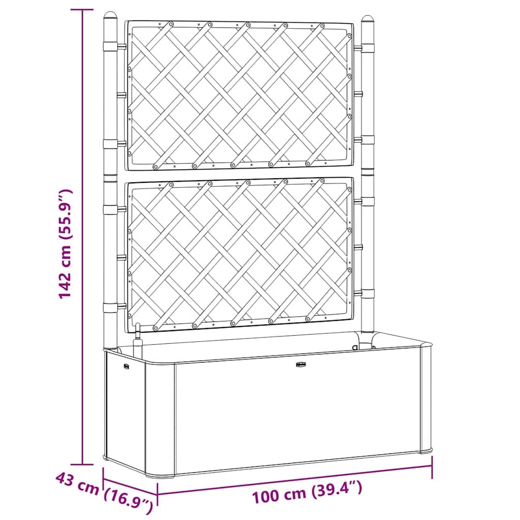 Tmriohed Self-Watering Trellis Planter Box Anthracite Plastic 39.4x16.9x55.9 in Large Outdoor Planter Box for Climbing Plants Patio Balcony Garden