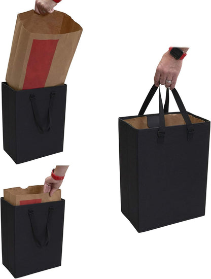 Household Essentials 600D The Recycler Bag, Compact Recycling Center, Polyester with Durable Chipboard Sides, Black