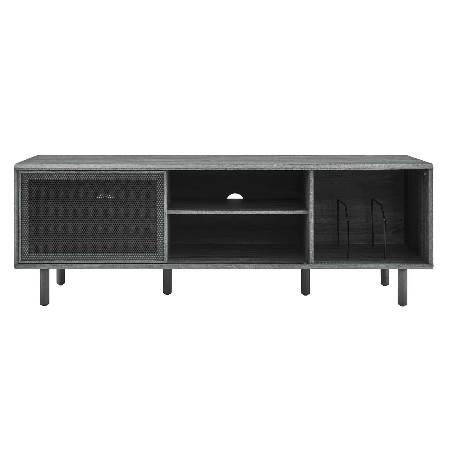 Modway Kurtis TV and Vinyl Record Stand, Charcoal