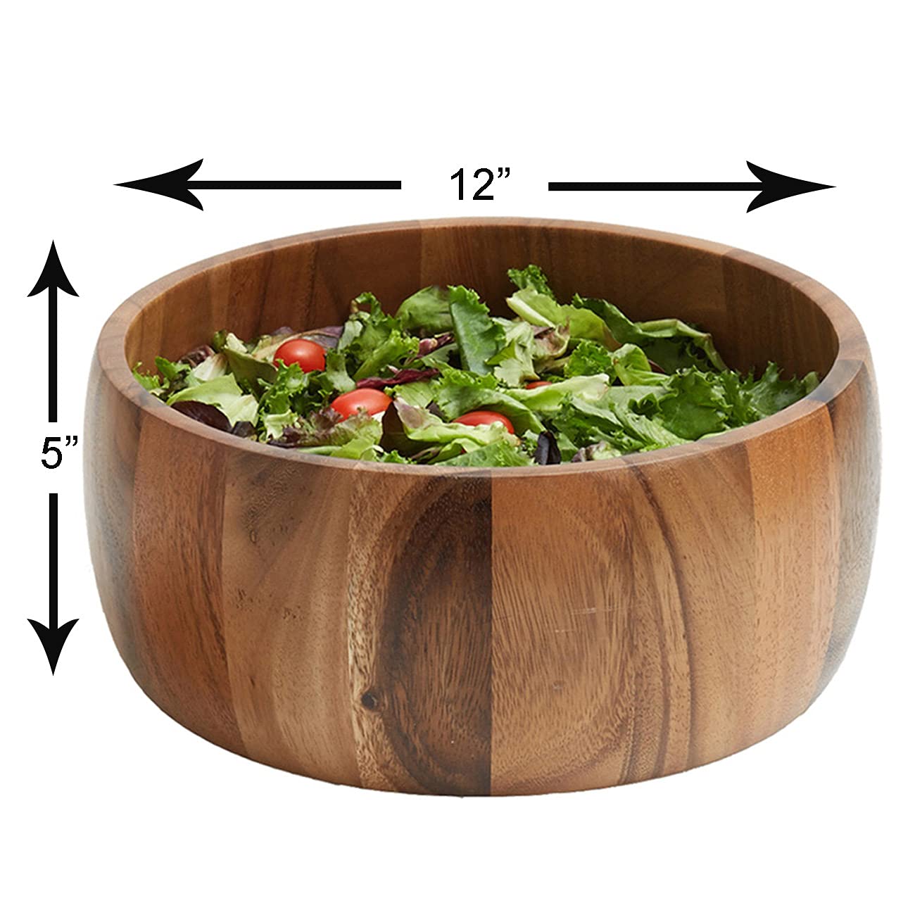 Woodard & Charles Acaica Wood 12" x 5" Serving Bowl Set with Serving Hands, 3 Piece Set ★★PACK OF 4★★