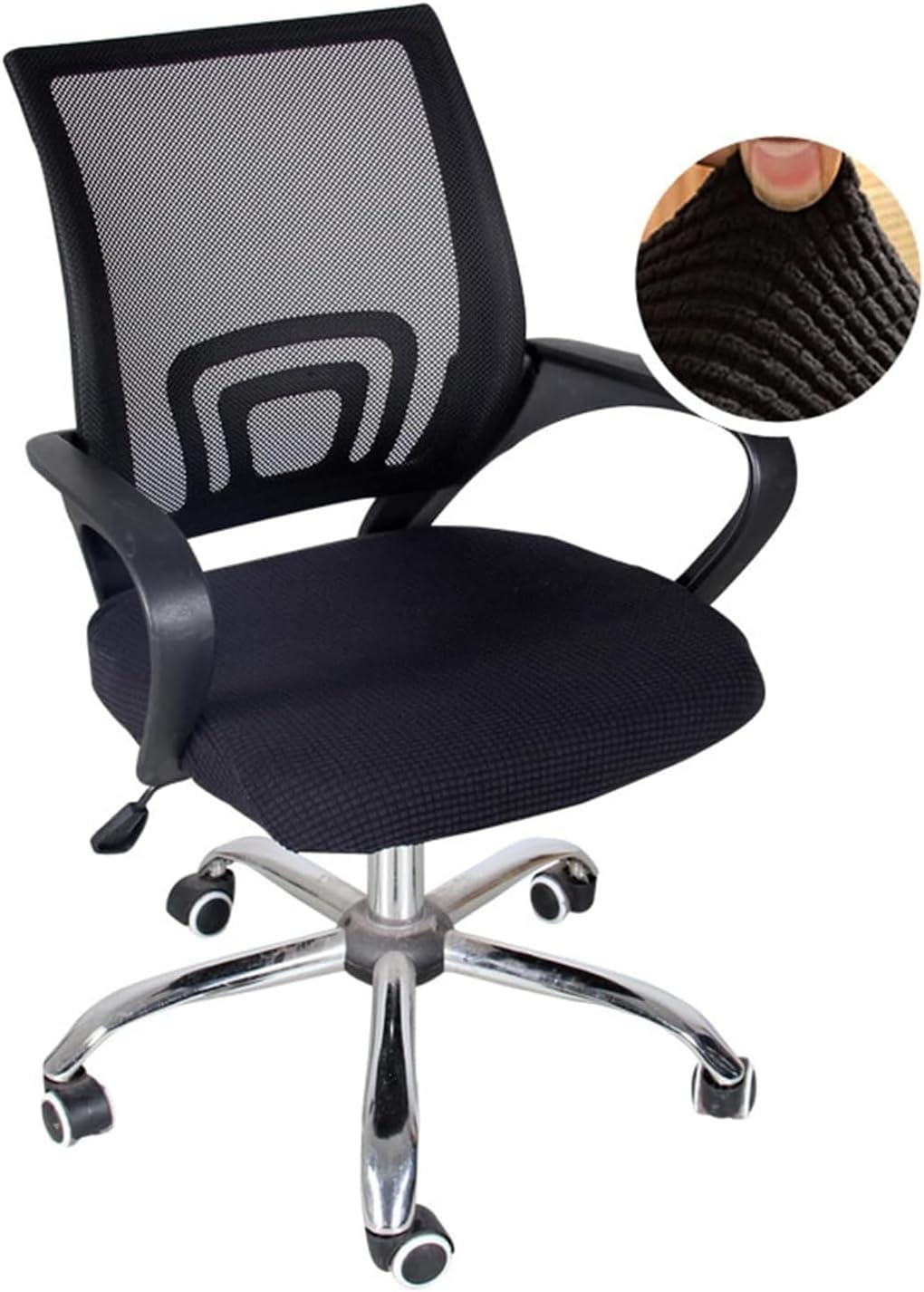 Stretchable Office Chair Cover, Computer Chair Slipcover for Desk Chairs, Machine Washable Spandex, Black