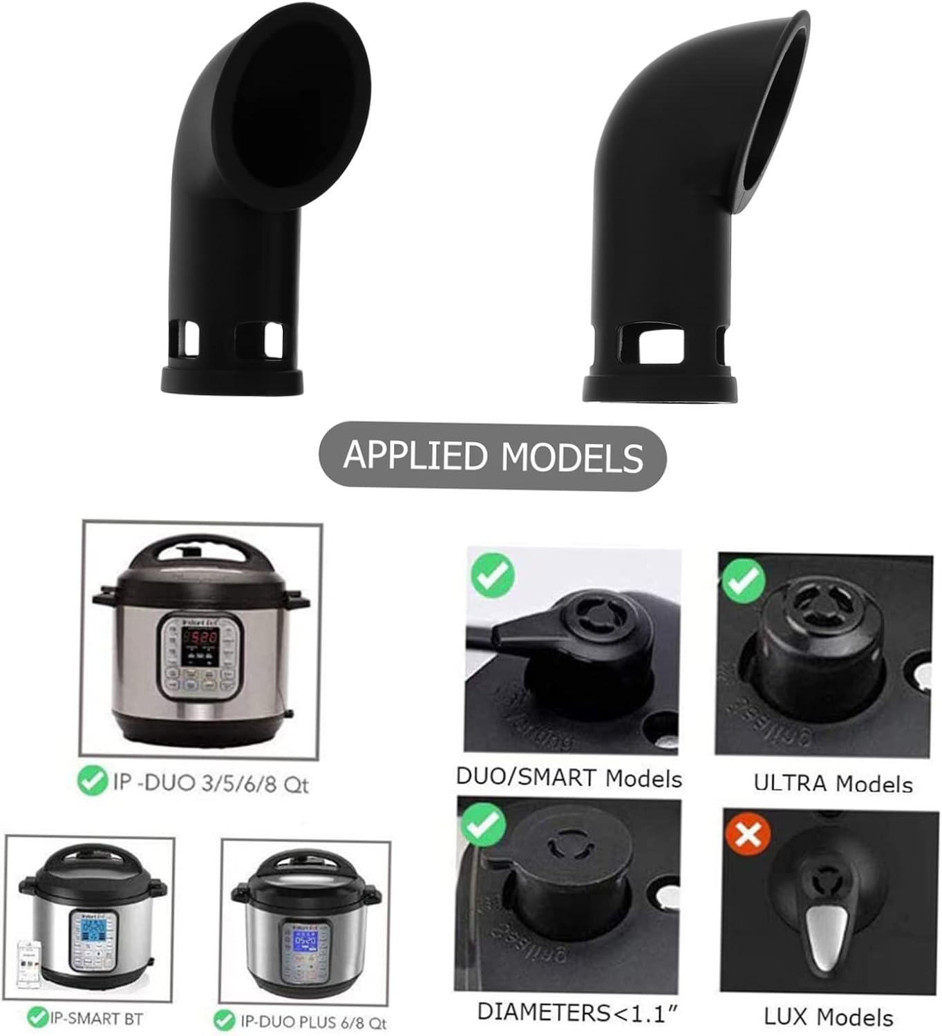 Wear Resistant Steam Release Diverter for Pressure Cooker, Steam Shunt Accessory for Duo Models, Essential Kitchen