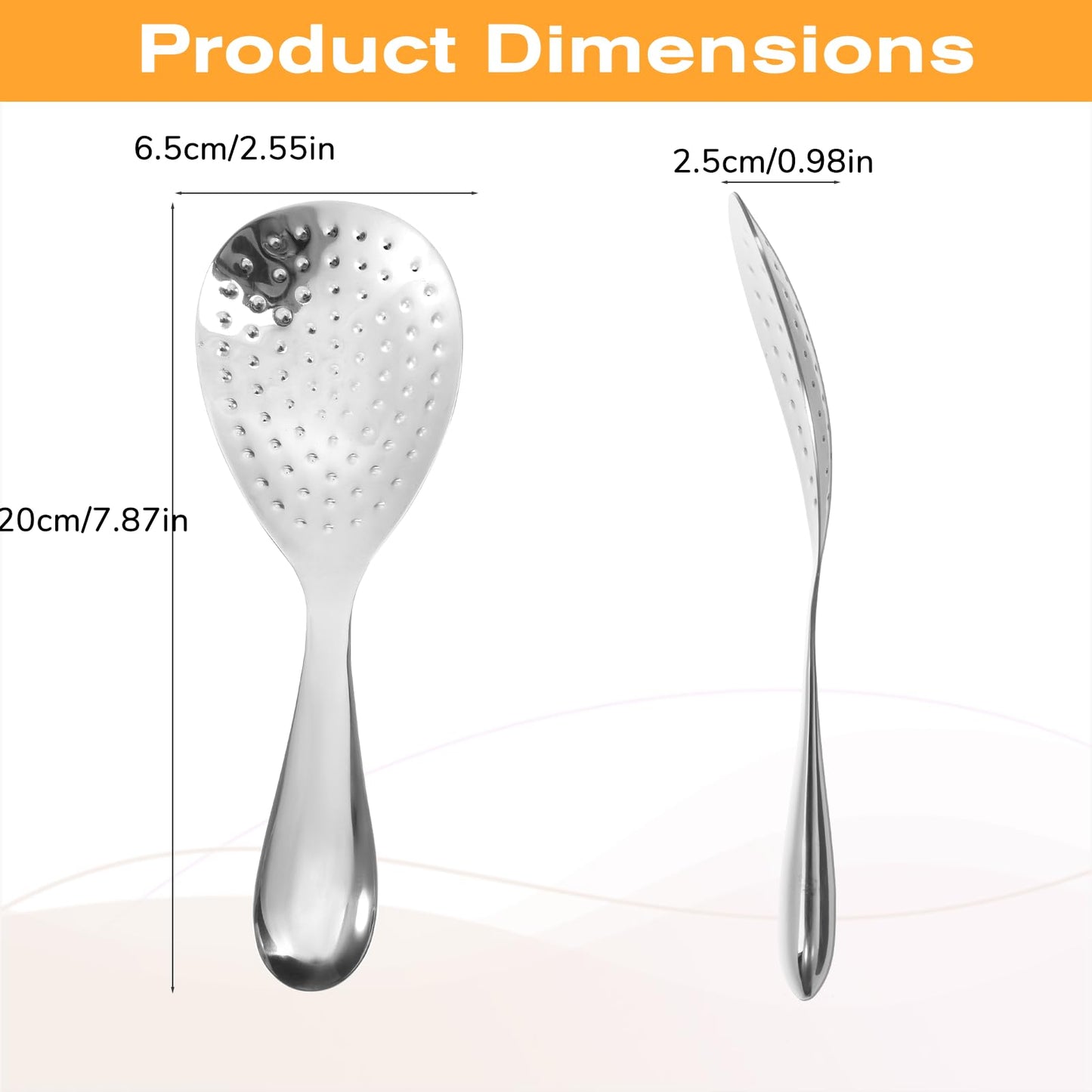 304 Stainless Steel Rice Paddle Spoon Spatula, 8-inch Long Non Stick Mirror Finish Stand-Up Design for Rice Mashed Potato Salads, Apply for Kitchen Home Restaurant Serving
