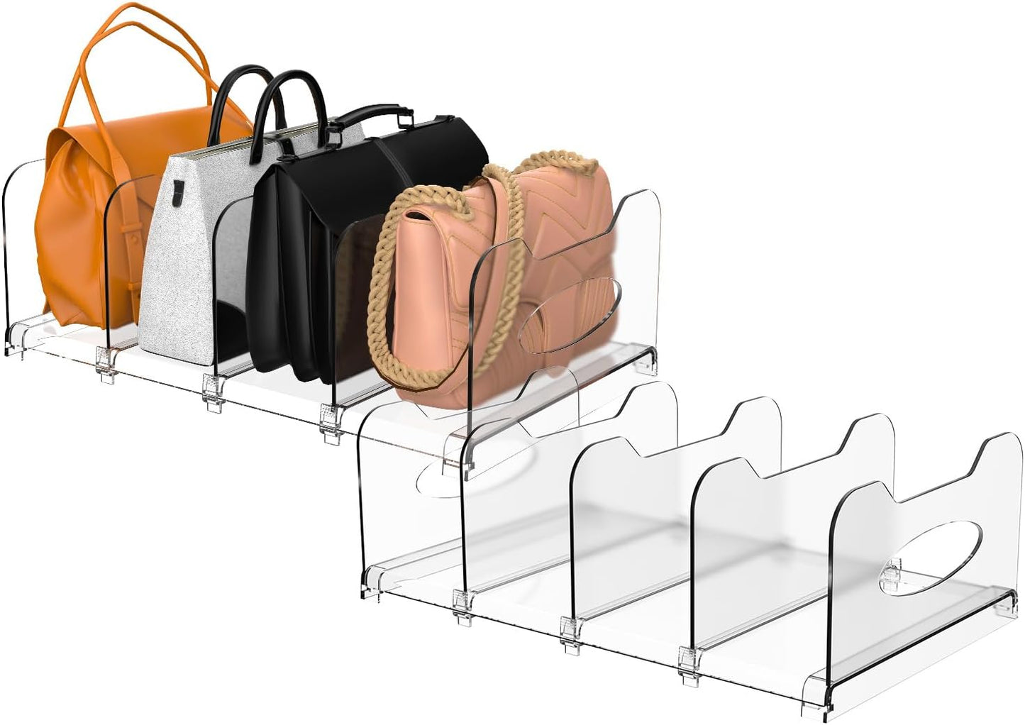 2-Pack Closet, Closet, SURETIVIAN Purse Organizers for Adjustable Small Shelf Divider Rack for Clear Handbag Storage