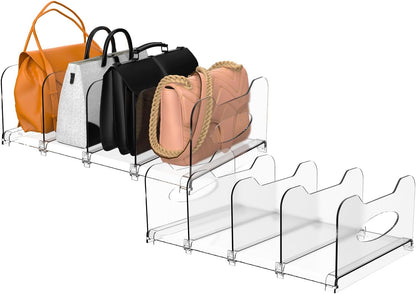 2-Pack Closet, Closet, SURETIVIAN Purse Organizers for Adjustable Small Shelf Divider Rack for Clear Handbag Storage