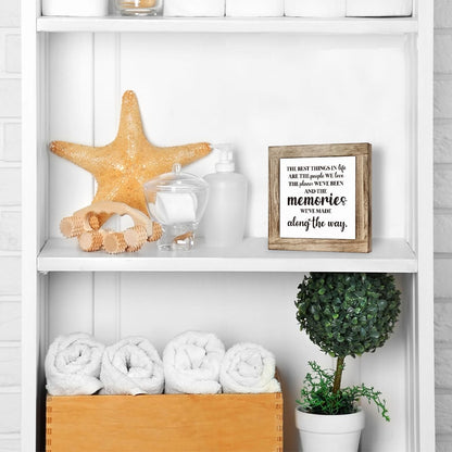 Family Signs, Rustic Home Decor for Shelves, Family Room Decors, Farmhouse Wooden Table Sign, Meaningful Gift for Friends Families, The Best Things in Life are the People We Love Sign 5.9×5.9 inches