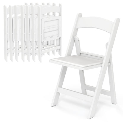 HAPPYGRILL Folding Patio Dining Chairs Set of 20, 1100 lbs Capacity Resin Padded Seats, Lightweight Portable Outdoor Chairs for Patio, Office, Weddings, Events, White (20)