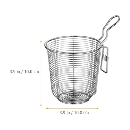 PRETYZOOM Stainless Steel Noodle Strainer with Heat-Resistant Mesh 3.85X3.85X3.74In Hot Pot Colander for Ramen and Pasta Cooking Kitchen Supply