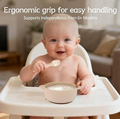 Eascrozn Baby Spoons - Self Feeding Utensils for 6+ Months | BPA-Free Silicone, 6-Pack Set