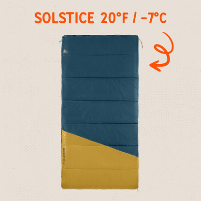 Kelty Solstice 20 Oversized Synthetic Camping Sleeping Bag, Spacious Shape, Zip Together for 2P, Anti-Snag Zips, Internal Pocket (20 Degree)
