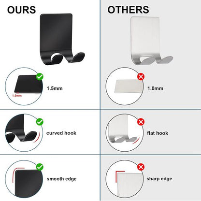 Diesisa Razor Holder - 304 Stainless Steel Shower Organizer with Heavy-Duty Adhesive Hooks | Black (2+2 Pack)