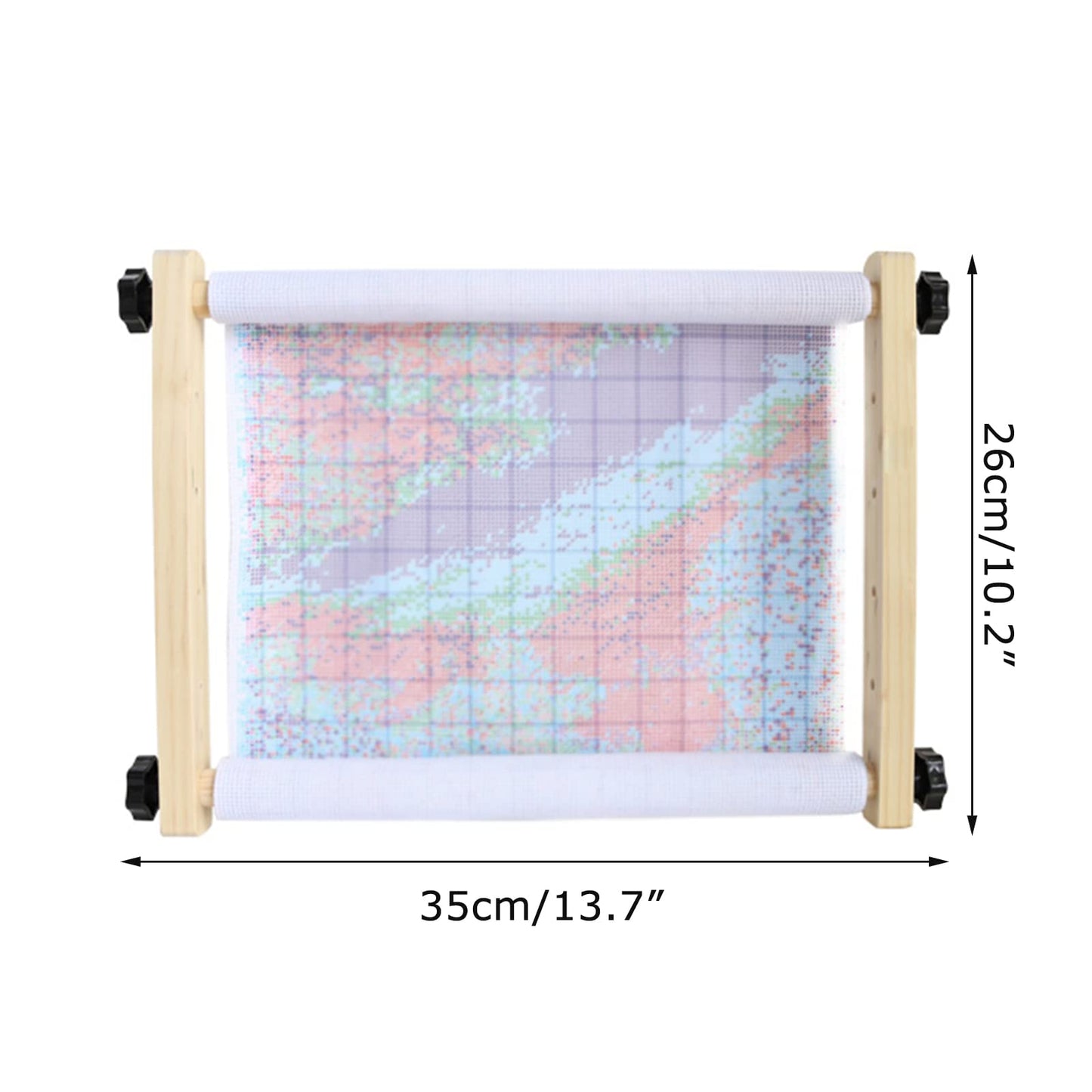 Cross Stitch Frame Hand-held Cross-Stitch Embroidery Frame, Solid Wood Adjustable 35 cm, Card Cloth Belt Design, Convenient and Quick, Stand