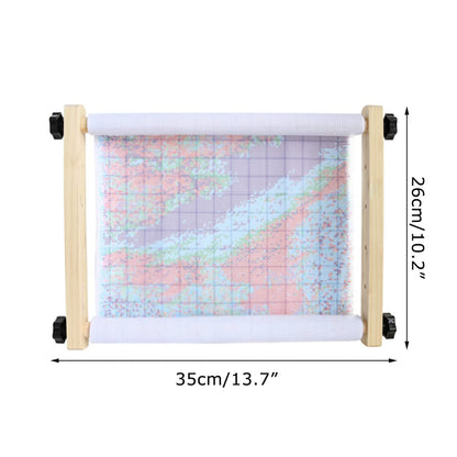 Cross Stitch Frame Hand-held Cross-Stitch Embroidery Frame, Solid Wood Adjustable 35 cm, Card Cloth Belt Design, Convenient and Quick, Stand