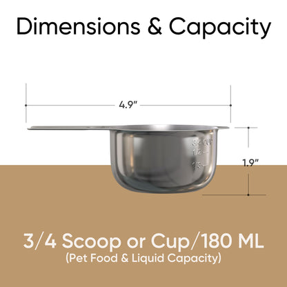 Color Up ¾ Cup Pet Food Scoop – Stainless Steel Dog Food Scoop Cup (12 Tbsp) – Heavy-Duty, Rust-Resistant Measuring Scoop for Dogs, Cats, Birds & Rabbits – Ideal for Dry Food & Treats