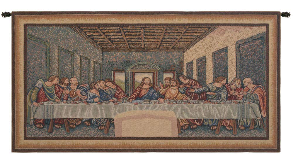 C Charlotte Home Furnishings Inc Last Supper II Belgian Tapestry Wall Hanging | Viscose Cotton and Polyester Blend Wall Art | 34 in. x 63 in | Home Decor Accents