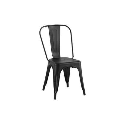 AC Pacific Stackable Metal Dining Chairs Set of 4 for Indoor and Outdoor Use, Durable Stacking Seat, Farmhouse Kitchen, Bar, Patio, Bistro, Cafe, Industrial Style, Matte Black