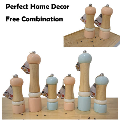 CASASUNCO Manual Salt and Pepper Grinder Set Salt & Pepper Mill Sets Wooden Salt Pepper Grinder Set Salt & Pepper Shakers Gift Set- Customized Coarseness - Ceramic Core - Blue (Set of 2, 6")