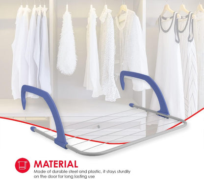 Home Basics Over The Door Laundry Drying Rack - Lightweight Heavy-Duty Door Hanger Rod for Indoor Air Drying