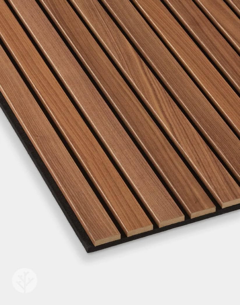 WVH Luxe American Walnut Acoustic Slat Wood Wall Panels, Measures 118.11" x 23.62", Premium Finish, Interior Decor for Walls & Ceilings, Noise Cancelling & Sound Absorbing for Home & Office, 2pcs