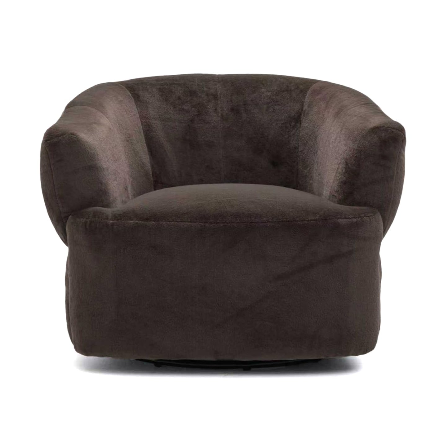 Christopher Knight Home Manie Plush Fabric 360° Swivel Accent Chair, Solid Wood Living Room Swivel Barrel Chair, Rotating Single Lounge Sofa, Comfy Reading Armchair, Dark Brown
