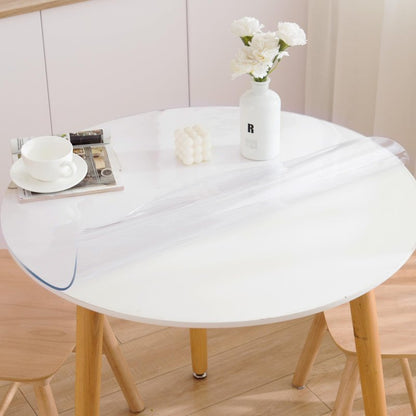 Eisdroma 62 Inch Round Clear Table Cover Protector, 2mm Thick Round Clear Protector for Dining Room Table, Waterproof Round Plastic Vinyl Table Pad