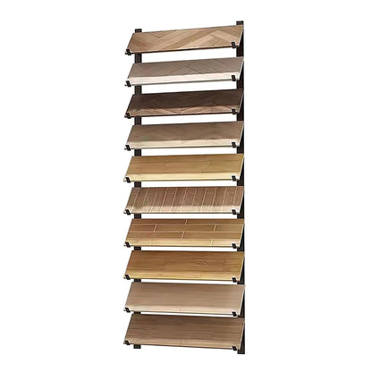 Floor Tile Sample Rack,Heavy Duty Wall-Mounted Tile Display Stand, Large Wooden Ceramic Sample Rack, 10.5x140cm Black Floating Shelf - Perfect for Showrooms, Retail, and Home Decor