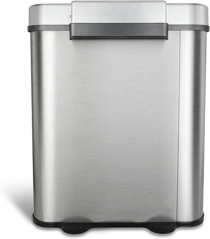 Ninestars DZT-70-11R Automatic Touchless Motion Sensor Semi-Round Trash Can/Recycler, 18.5 Gal. 70 L., Stainless Steel