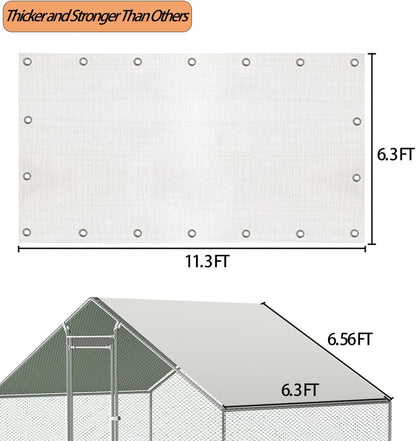 11.3 6.3 (1 Pack) Chicken Coop Cover Waterproof and UV, * FT Chicken Run Cover for Winter with Ball Bungees Cords
