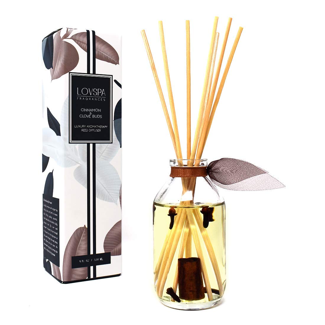 LOVSPA Reed Diffuser Set, Smoked Vanilla Scented Oil Diffuser with Sticks, Home Fragrance Accessories for Bathroom Shelf Decor, Aroma Diffusers for Home or Office Fall Decor, USA Made