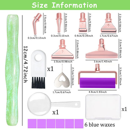 Praise V Do Diamond Painting Art Drill Pen Kit with Screw Stainless Steel Rose Metal Tip Nibs Placers Roller Tool Accessories, Ergonomic Diamond Art Pen for 5D Diamond Paint Bead Dot Green
