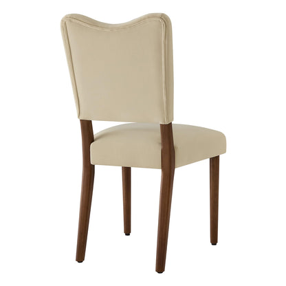 KISLOT Upholstered Dining Chairs Set of 4, Modern Velvet Kitchen Chairs with Solid Wood Legs, High Back Wooden Dining Room Chairs with Dark Walnut Color Legs for Farmhouse Kitchen Dining Room, Linen