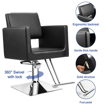 Hairdresser Barber Salon Chair,Capacity 330 Lbs - with Heavy Duty Hydraulic Pump, 360° Swivel Adjustable Spa Beauty Equipment, Hair Stylist Women Man for Barbershop,Home Hairdresser Barber (Black)