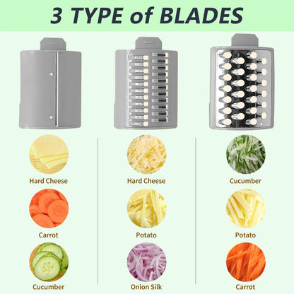 Electric Cheese Grater, Salad Maker Shooter, Vegetable Fruit Slicer for Home Kitchen Use, Green, CY-661