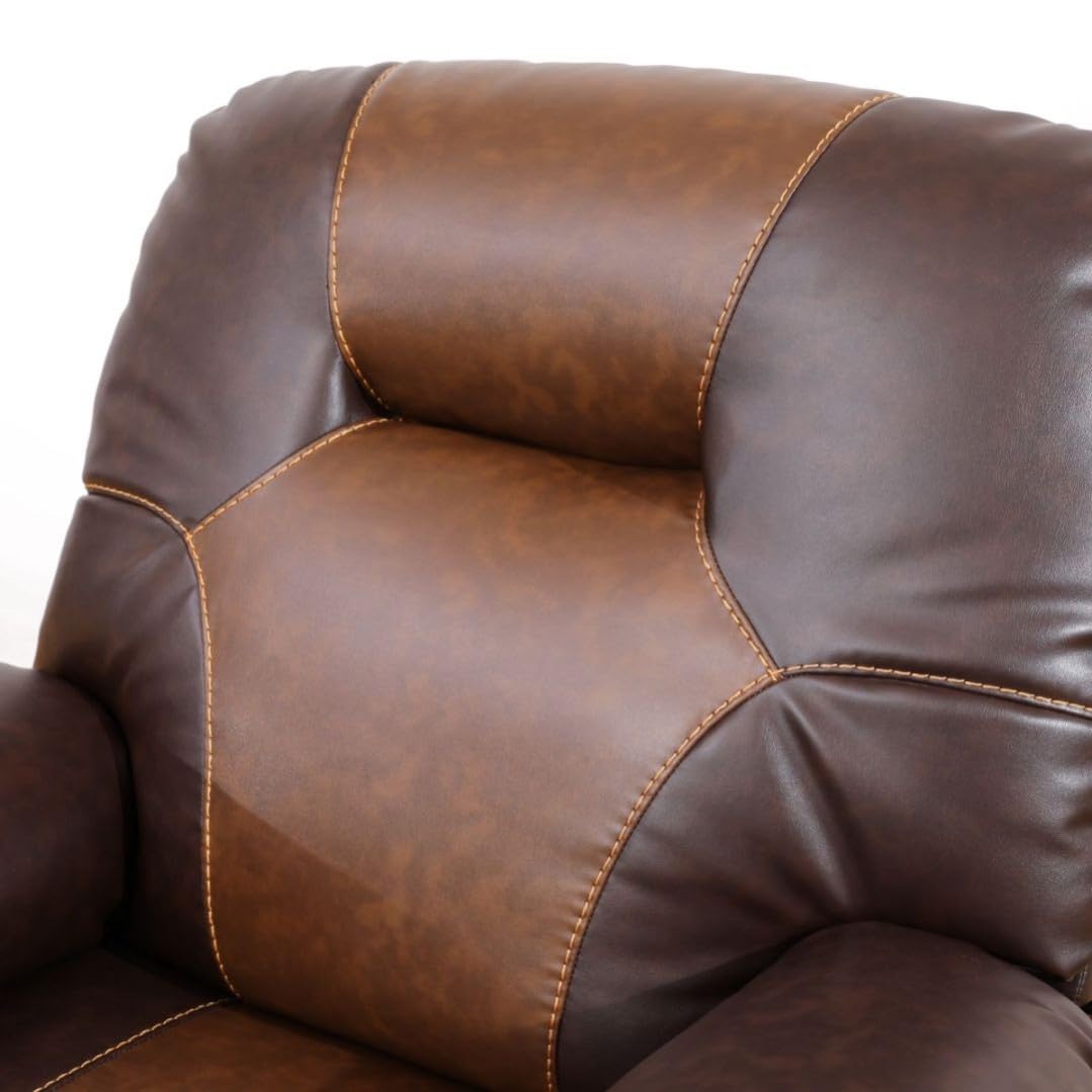 UOCFYK Manual Breathing Leather Recliner Sofa, Leather Recliner Couch, Comfortable Wide Lazy Leather Sofa for Living Room (Brown, 3-Piece)