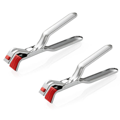 Hot Plate Gripper,Anti Scald Bowl Holder Clip,Multi Function Hot Plate Gripper Clips Tongs Clamp Pot Holder,Stainless Steel Hot Plate Gripper Tongs for Microwave,Pizza Pan,Toaster,Air Fryer,Oven(2PCS)