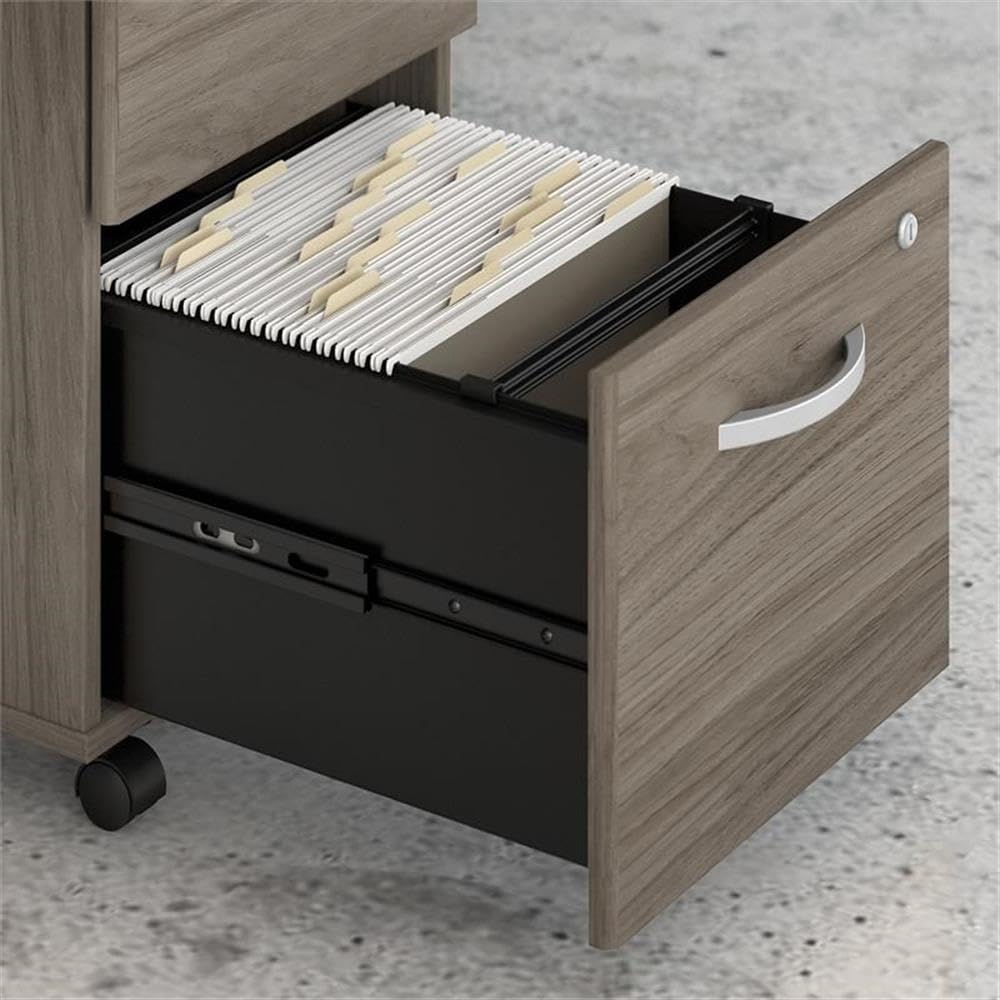 Bush Business Furniture Hybrid 2 Drawer Mobile File Cabinet in Modern Hickory - Assembled