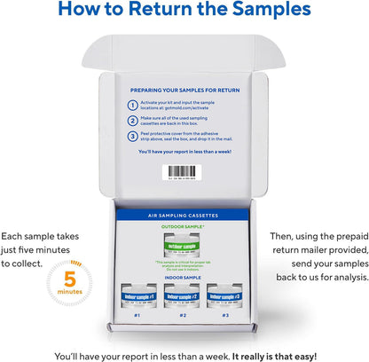 3 ROOM KIT | Test Your Air! Professional Quality Mold Test Kit for Home - All Fees Included - 1, 2 & 3-Room Test Kits & Refills - Reusable BioVac™ Air Sampler - Full Mold Type & Quantity Analysis
