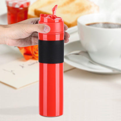 Coffee Bottle, 350ml Portable Coffee Press Bottle for Travelling, Tea Coffee Maker, Red