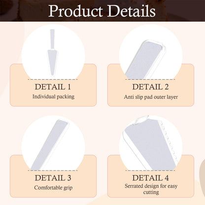 50Pcs 9.1Inch Plastic Disposable Cake Cutter Cake Server Cutting Spatula Knives Pie Pizza Pastry Slicer Serving Utensils for Kitchen Wedding Buffet (Clear)