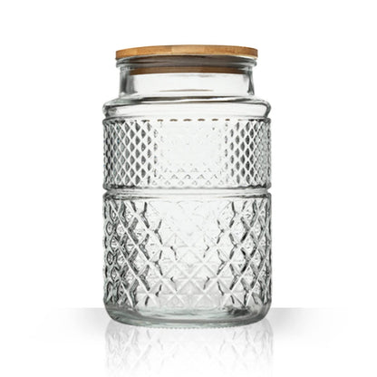 Large Glass Storage Jar, 60 FL OZ Glass Food Storage Containers with Bamboo Lid, Kitchen Containers Cereal Canisters Decorative Jar for Candy Snack Cookies Coffee Tea Nuts Airtight Jars
